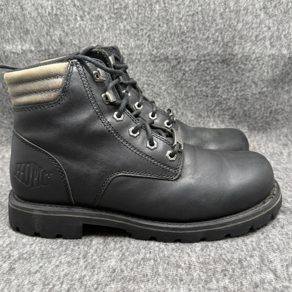Harley Davidson Boots Mens 8.5 M Brentmoore Motorcycle Black Leather Lace Up
